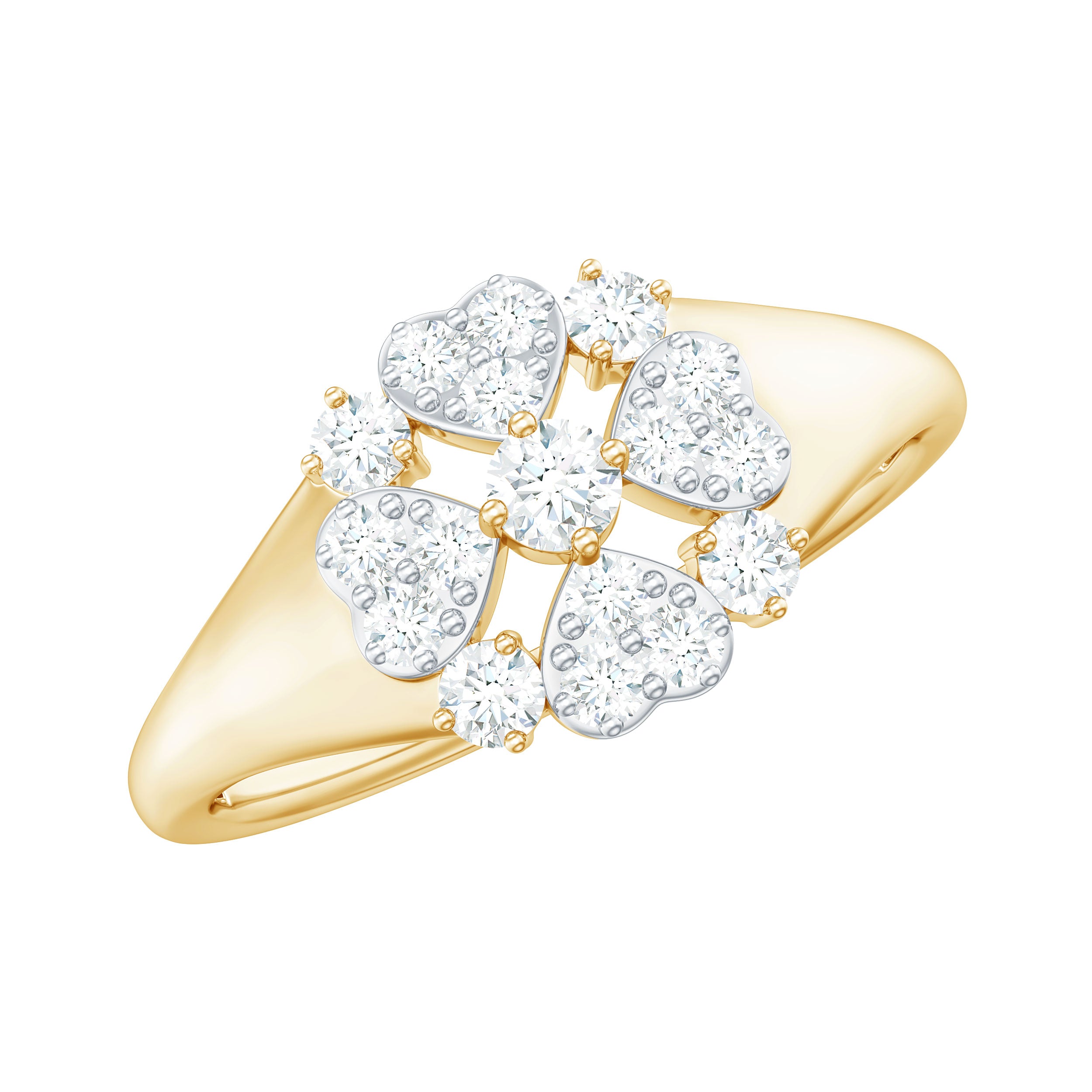 Natural Diamond Flower Engagement Ring in Illusion Set Natural - ( HI-SI ) - Rosec Jewels