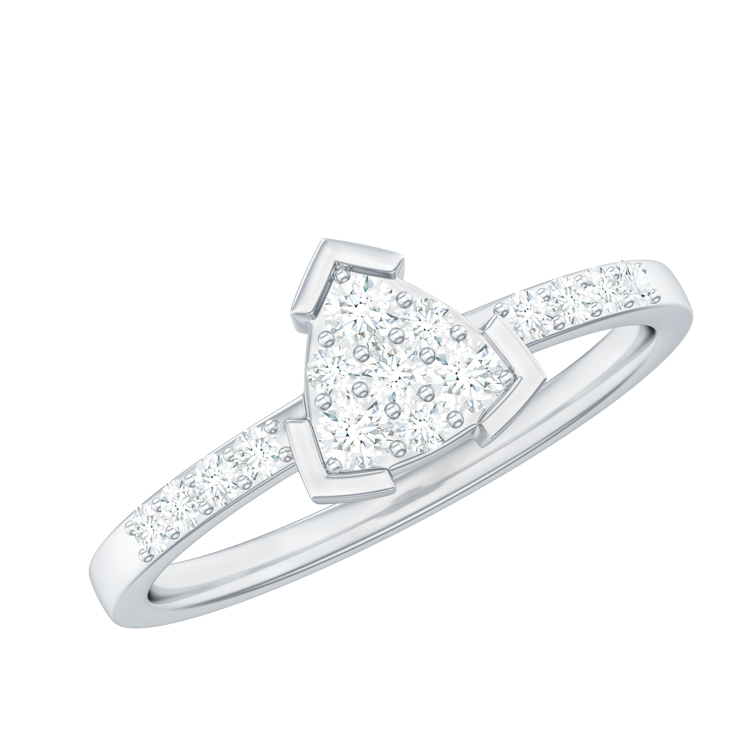 Minimal Diamond Triangular Engagement Ring Natural - ( HI-SI ) - Rosec Jewels