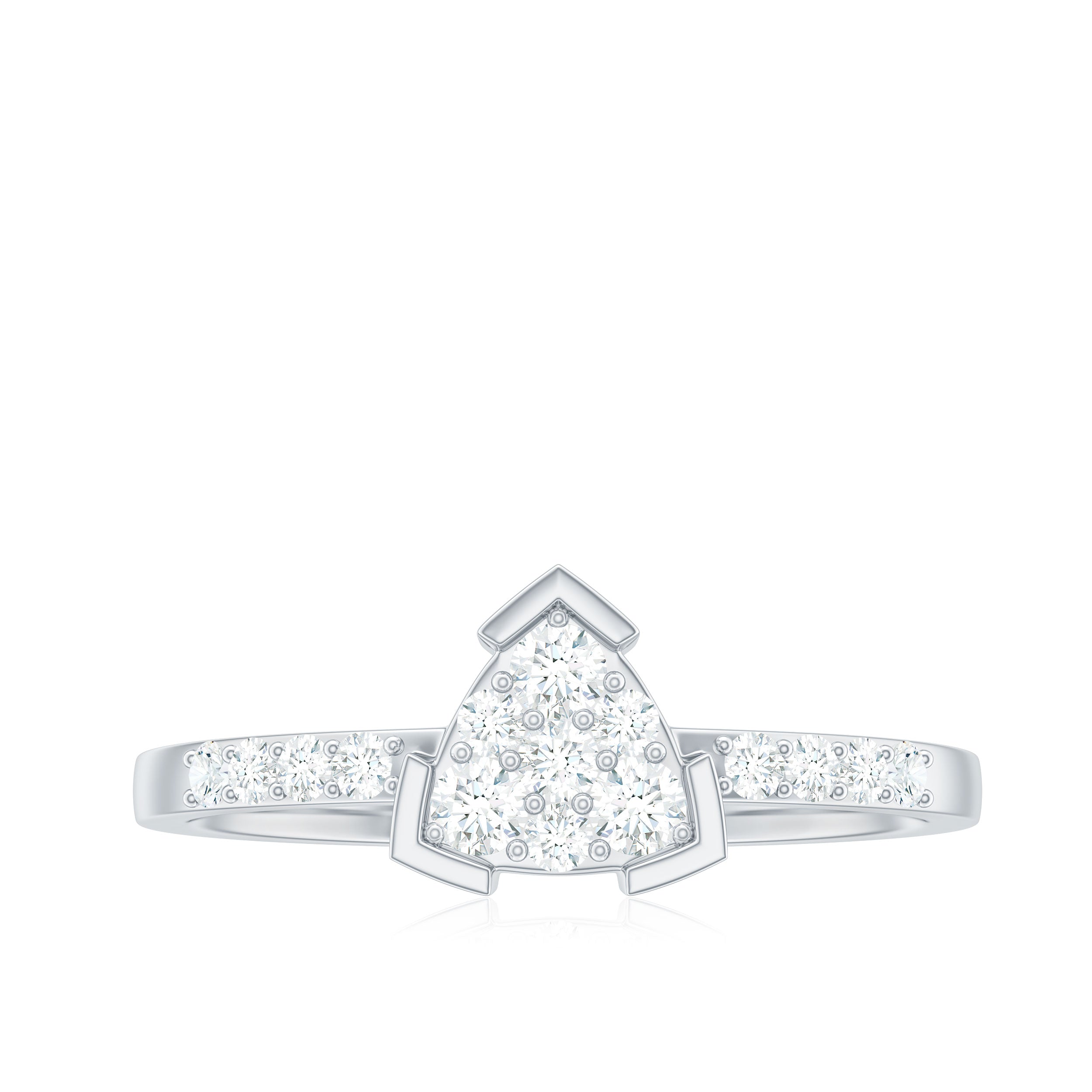 Minimal Diamond Triangular Engagement Ring Natural - ( HI-SI ) - Rosec Jewels