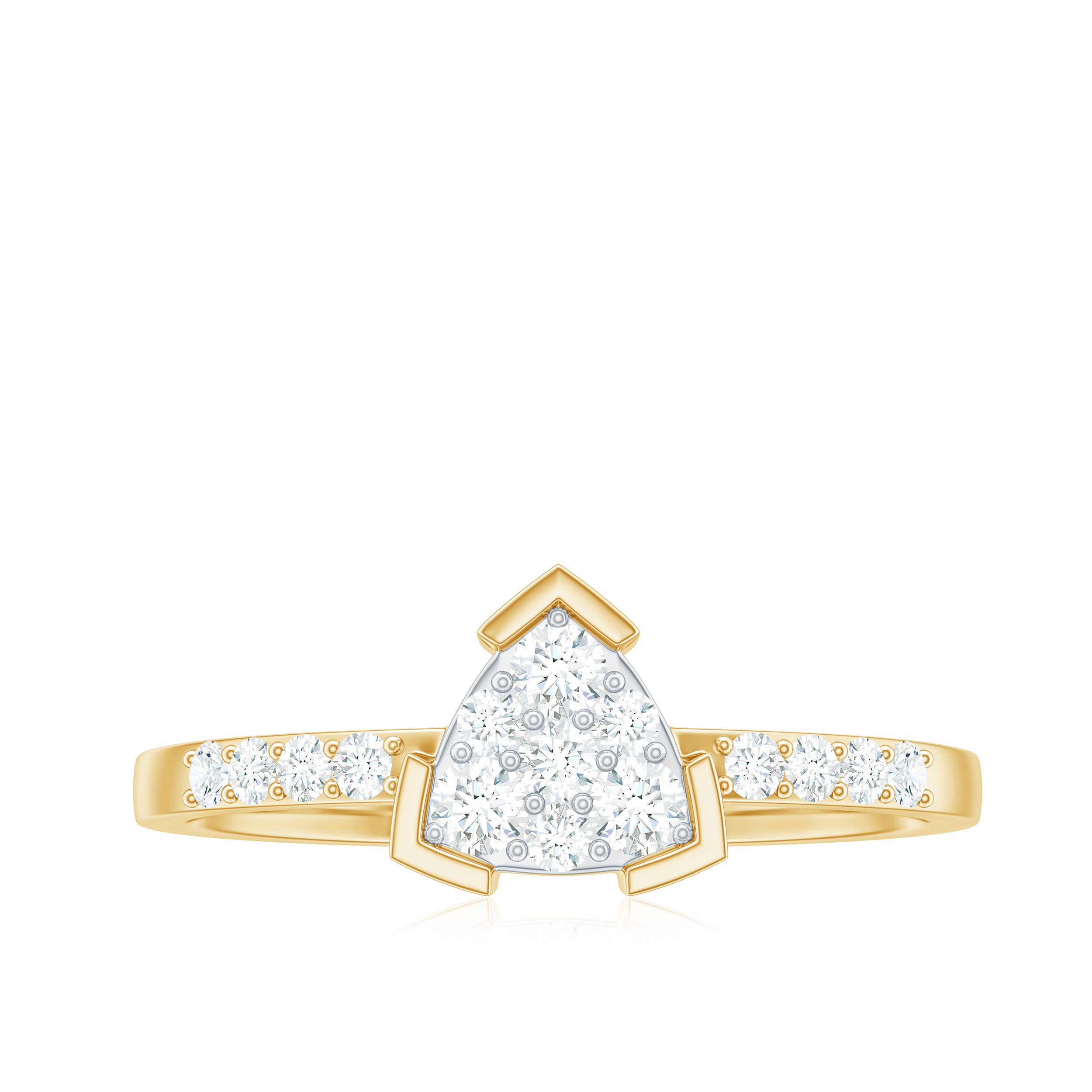 Minimal Diamond Triangular Engagement Ring Natural - ( HI-SI ) - Rosec Jewels