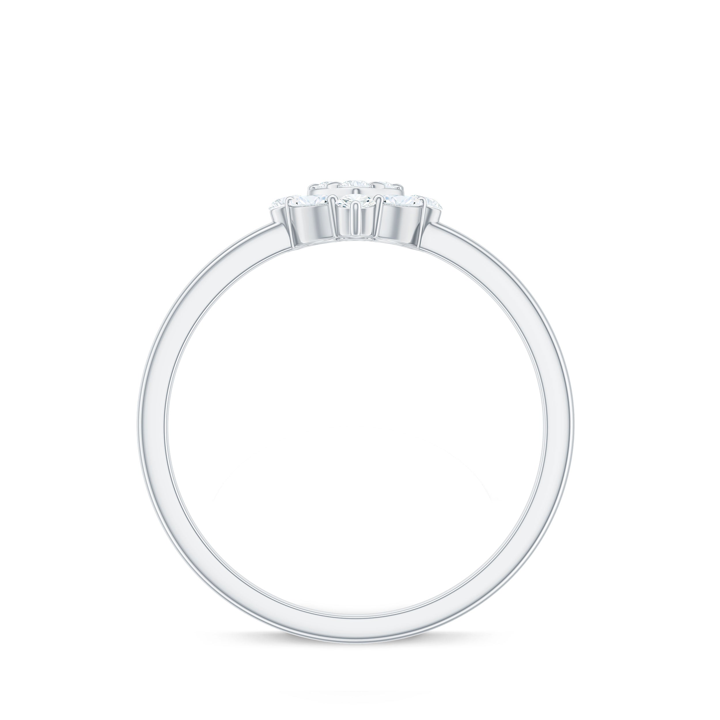 Minimal Diamond Heart Promise Ring for Valentines Day Natural - ( HI-SI ) - Rosec Jewels