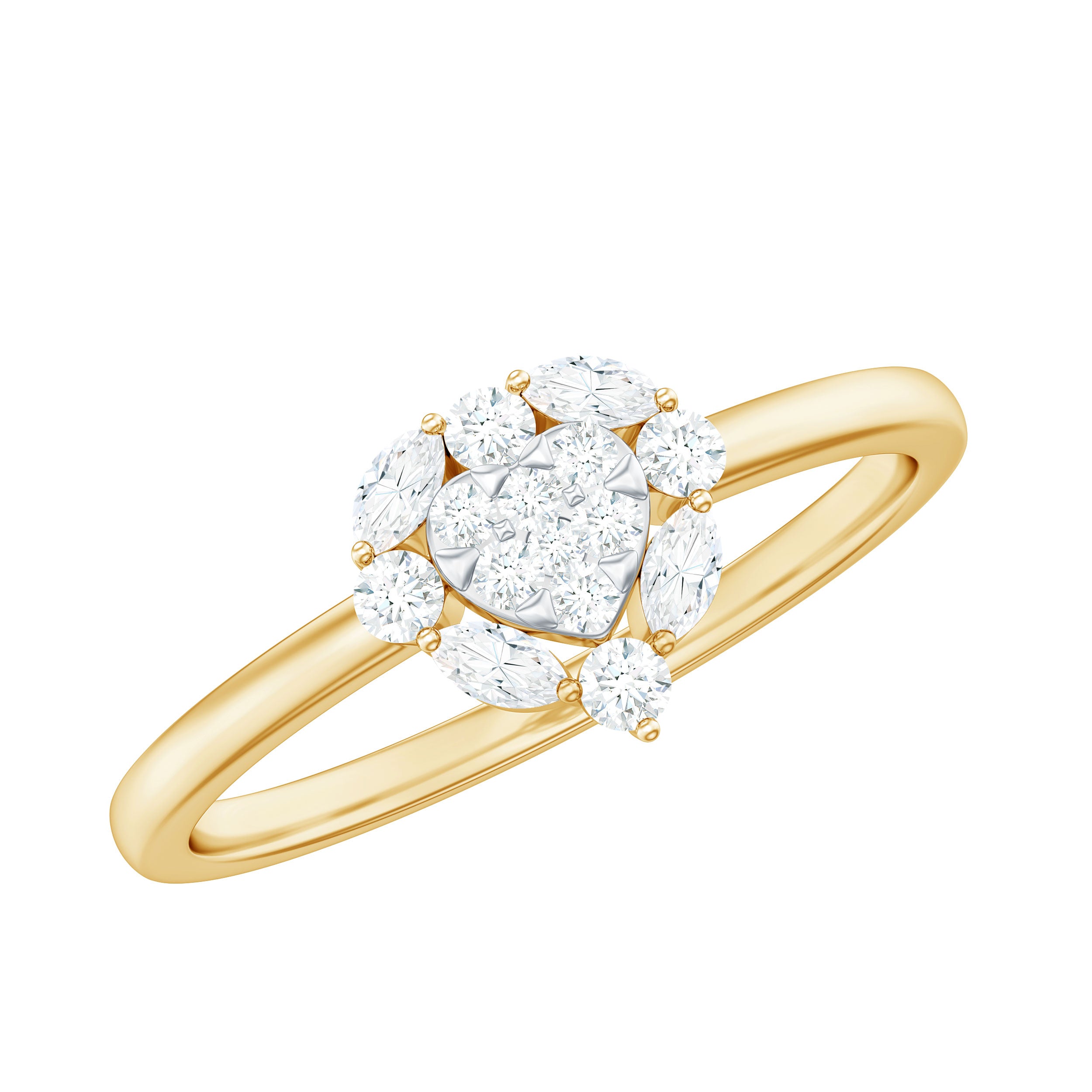 Minimal Diamond Heart Promise Ring for Valentines Day Natural - ( HI-SI ) - Rosec Jewels