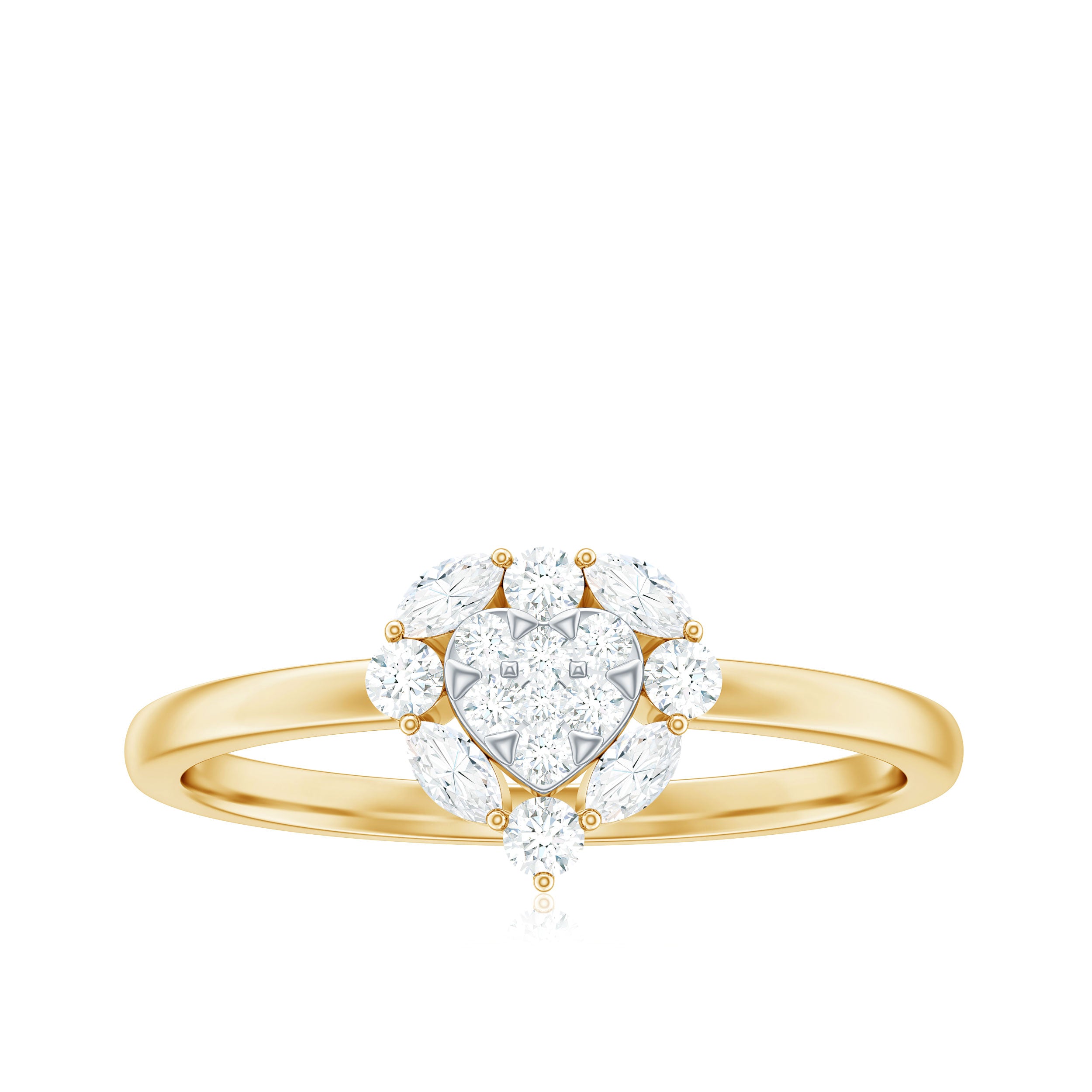 Minimal Diamond Heart Promise Ring for Valentines Day Natural - ( HI-SI ) - Rosec Jewels