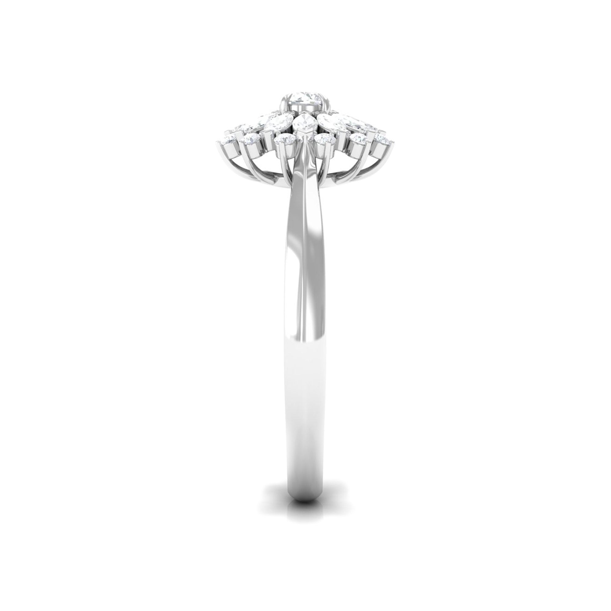 Certified Real Diamond Flower Engagement Ring Natural - ( HI-SI ) - Rosec Jewels