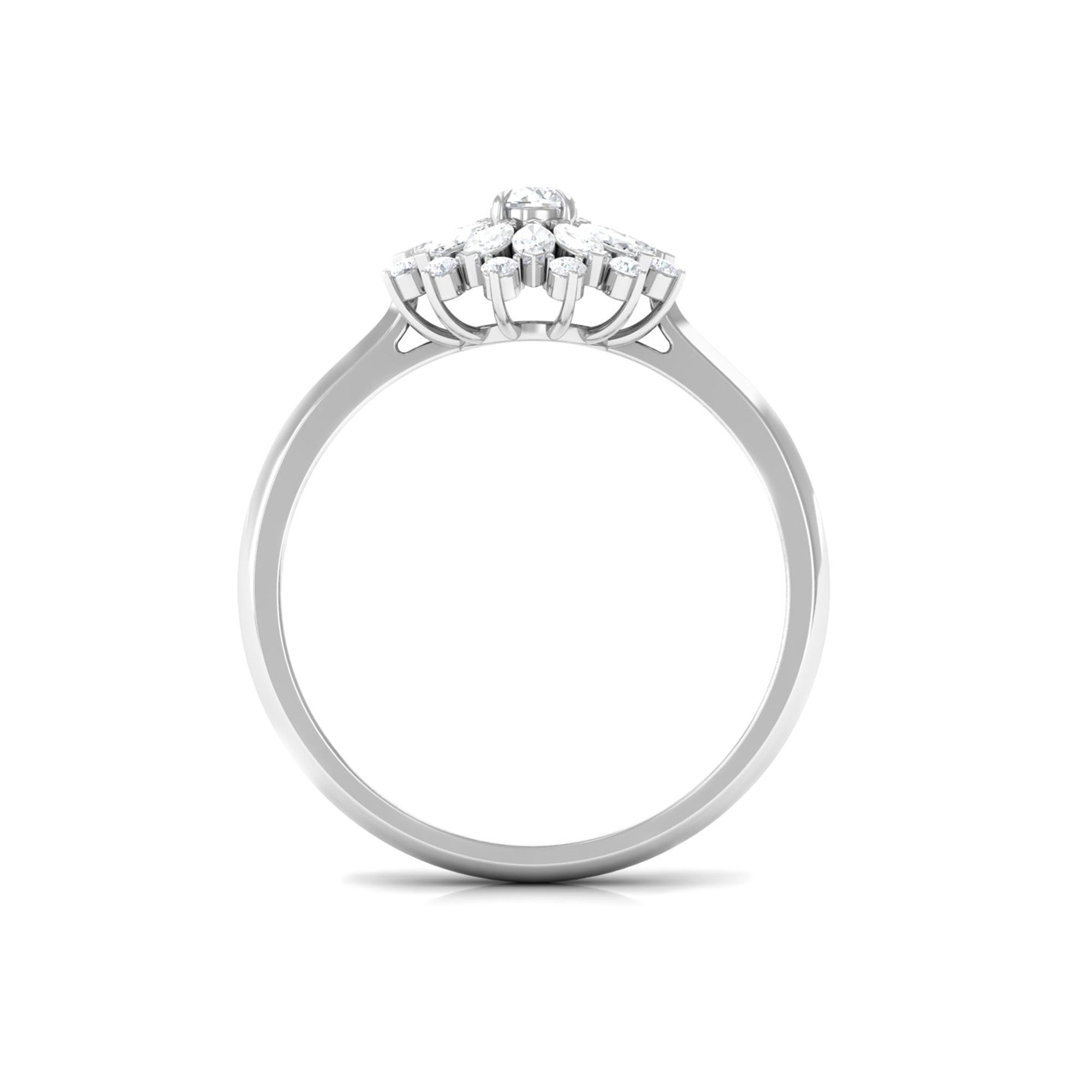 Certified Real Diamond Flower Engagement Ring Natural - ( HI-SI ) - Rosec Jewels
