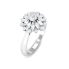 Certified Real Diamond Flower Engagement Ring Natural - ( HI-SI ) - Rosec Jewels