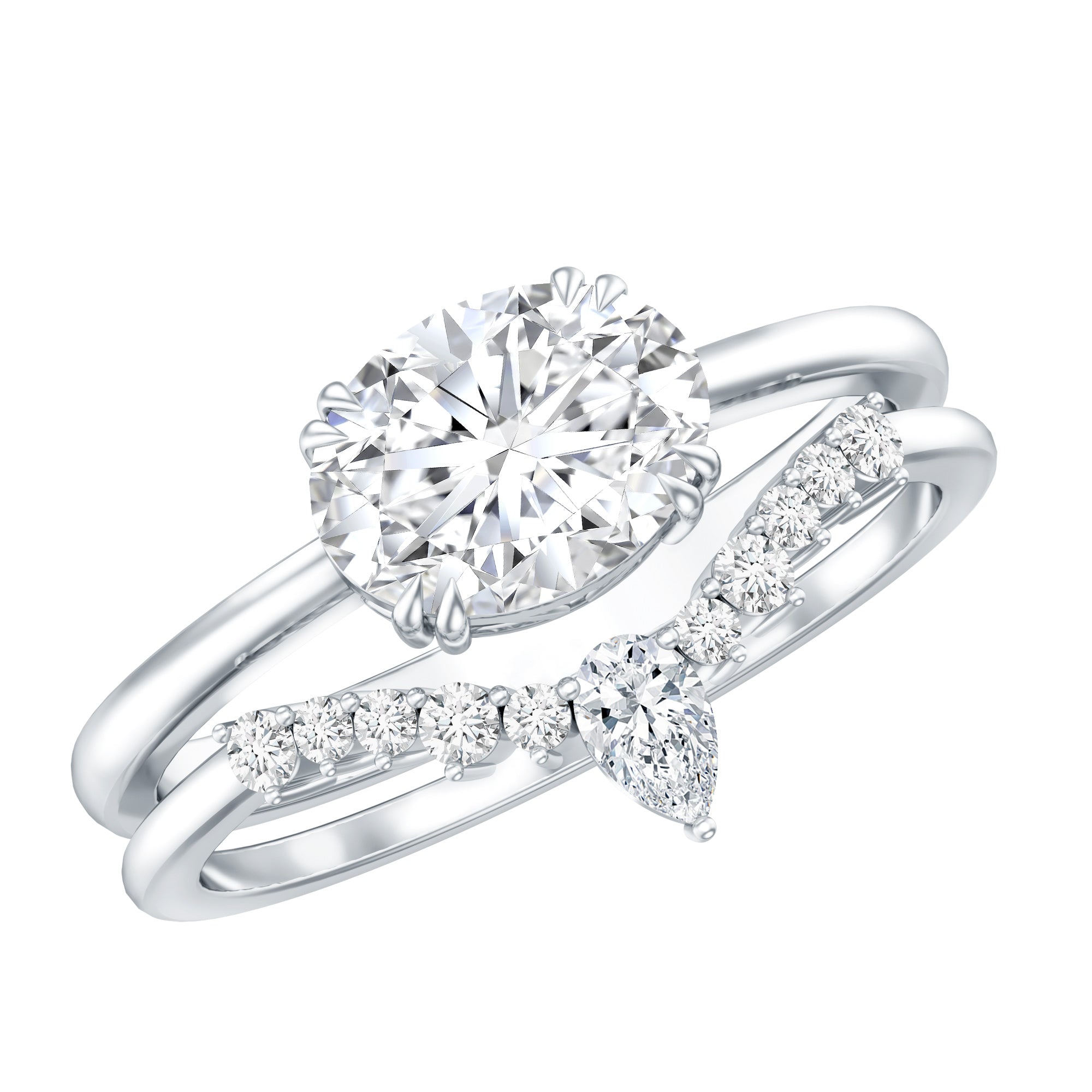 Certified 6X8 MM Oval Lab Grown Diamond Engagement Ring With Enhancer Lab - ( EF-VS ) - Rosec Jewels