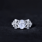 6X8mm Oval Lab Grown Diamond Flower Engagement Ring Lab - ( EF-VS ) - Rosec Jewels