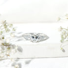 Certified 6X8MM Oval Lab Grown Diamond Engagement Ring With Side Stones Lab - ( EF-VS ) - Rosec Jewels