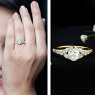 Certified 6X8MM Oval Lab Grown Diamond Engagement Ring With Side Stones Lab - ( EF-VS ) - Rosec Jewels
