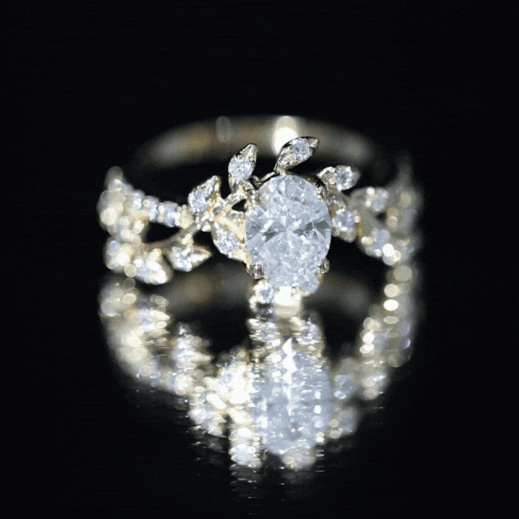 6X8MM Oval Lab Grown Diamond Petal Prong Engagement Ring Lab - ( EF-VS ) - Rosec Jewels