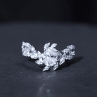 6X8MM Oval Lab Grown Diamond Petal Prong Engagement Ring Lab - ( EF-VS ) - Rosec Jewels