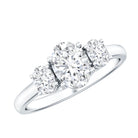 Certified Lab Grown Diamond 3 Stone Engagement Ring For Women Lab - ( EF-VS ) - Rosec Jewels