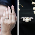 Certified Lab Grown Diamond 3 Stone Engagement Ring For Women Lab - ( EF-VS ) - Rosec Jewels