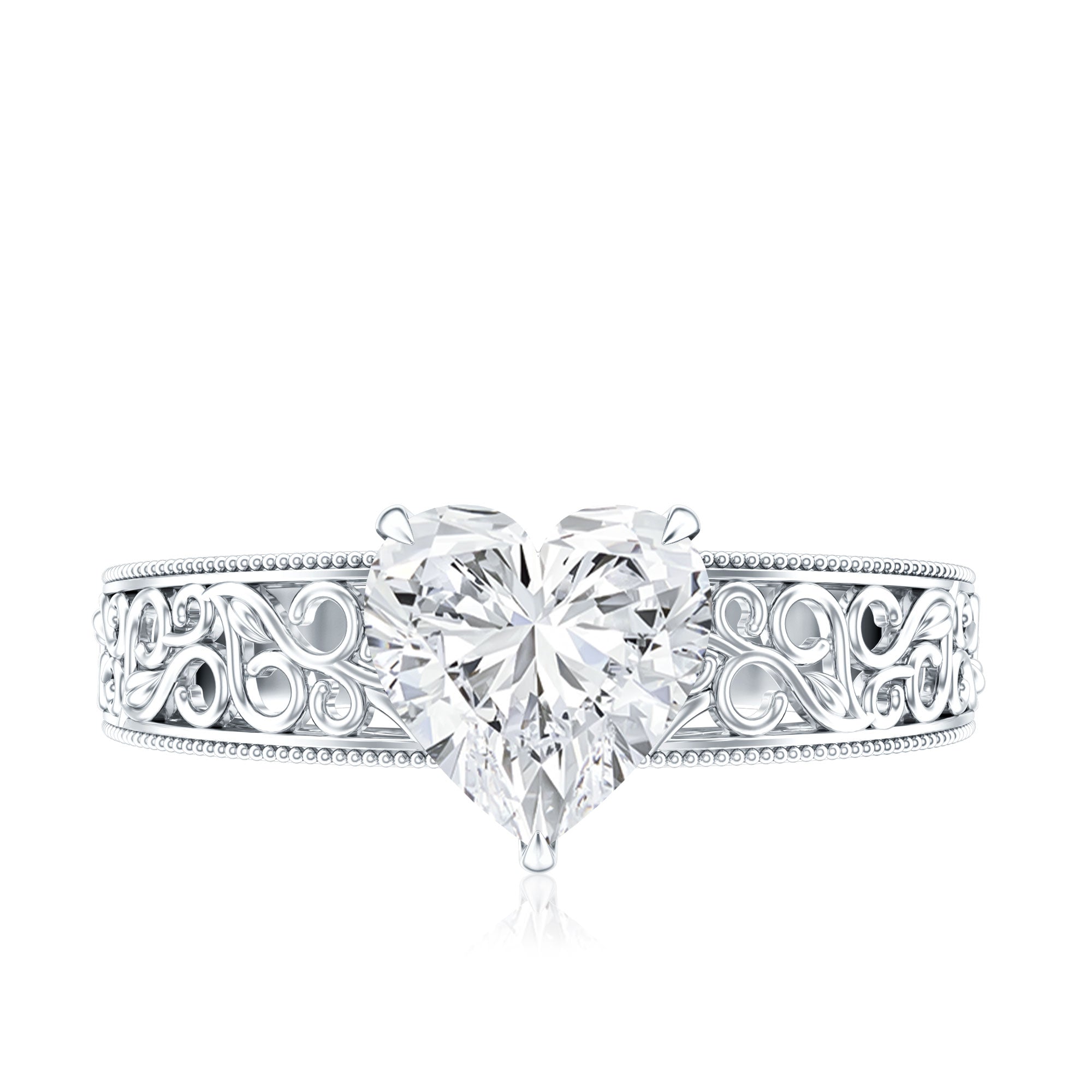 2 Carat Lab Grown Diamond Heart Engagement Ring Lab - ( EF-VS ) - Rosec Jewels