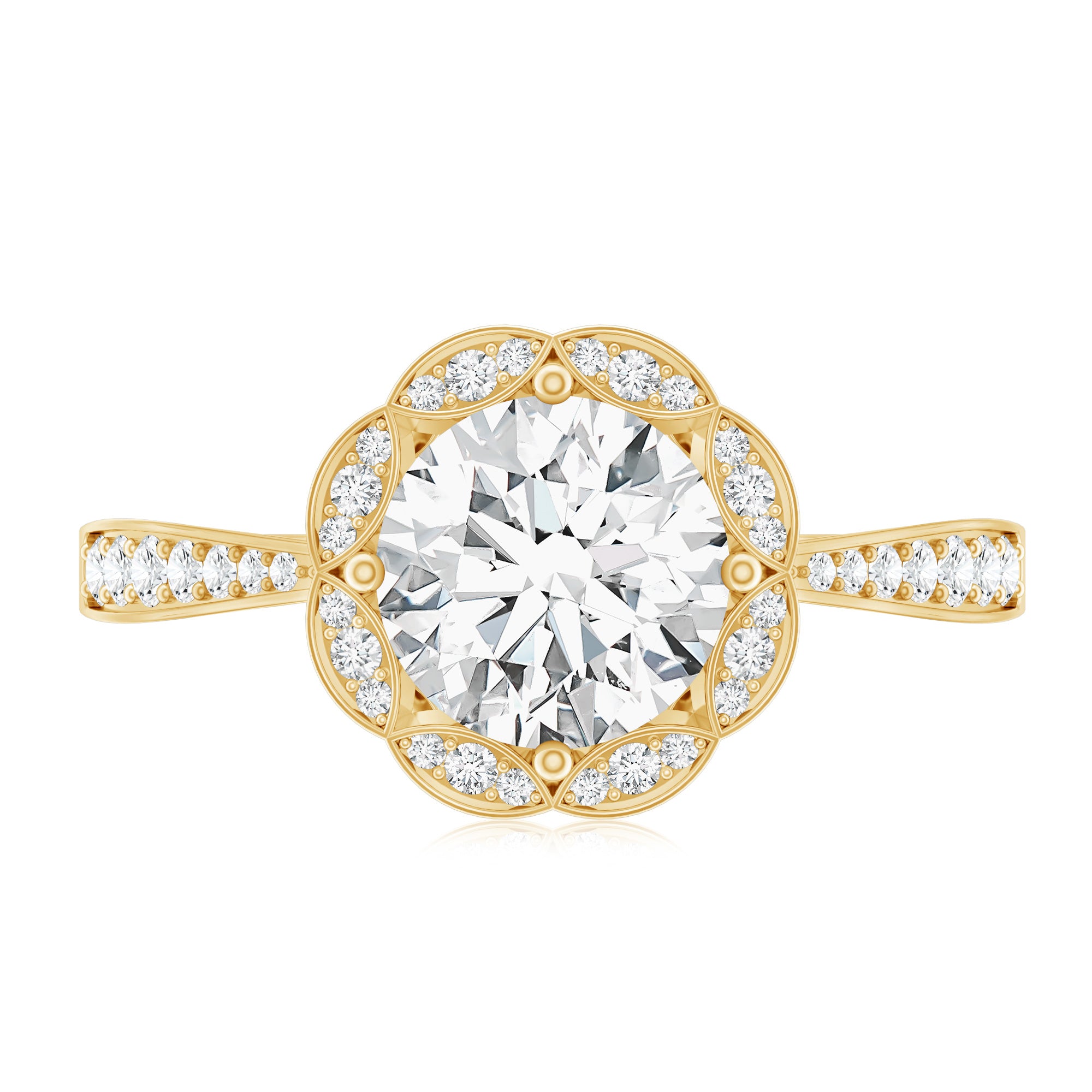 Rosec Jewels-Certified 7 MM Lab Grown Diamond Halo Engagement Ring