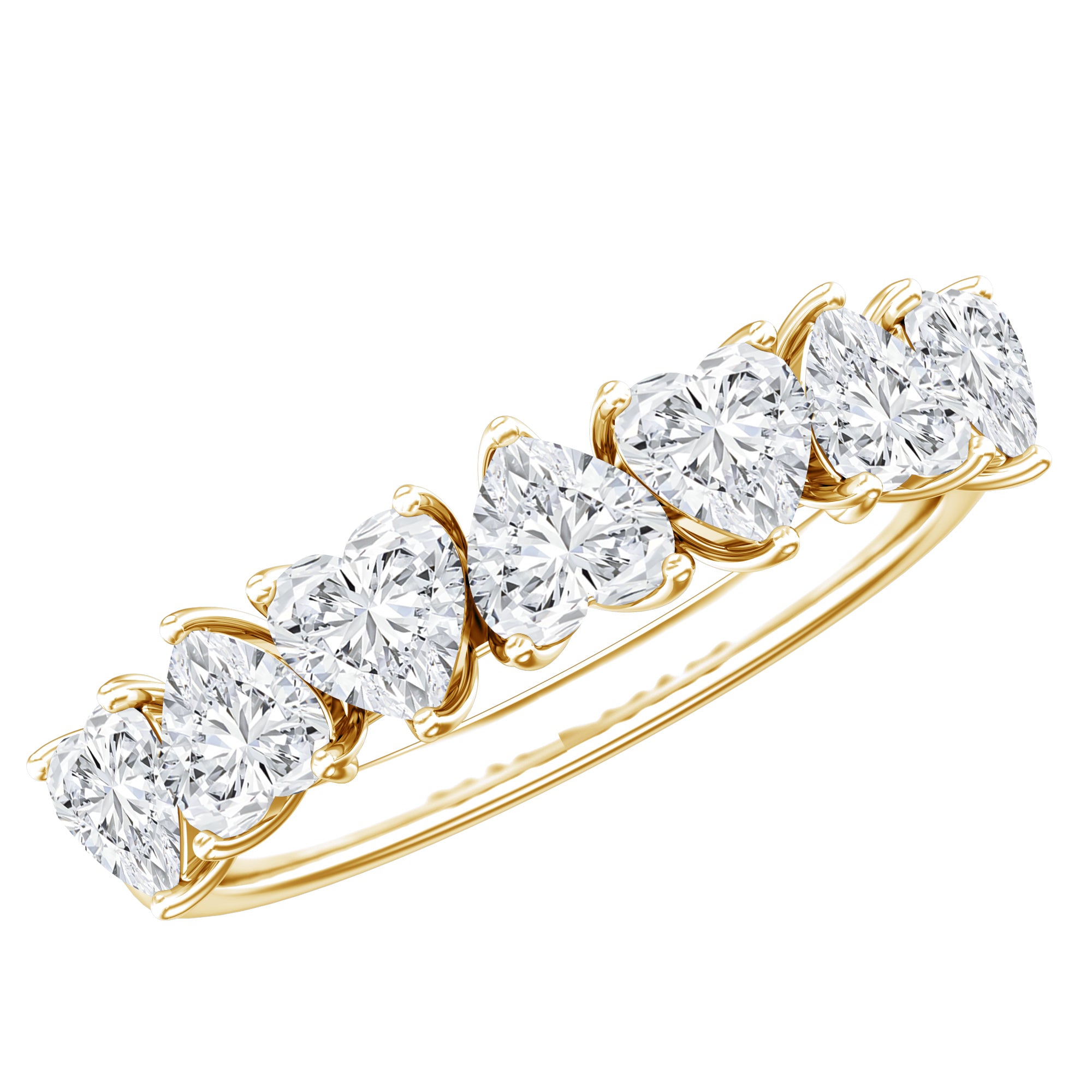 Certified Lab Heart Shaped Diamond Half Eternity Ring Lab - ( EF-VS ) - Rosec Jewels