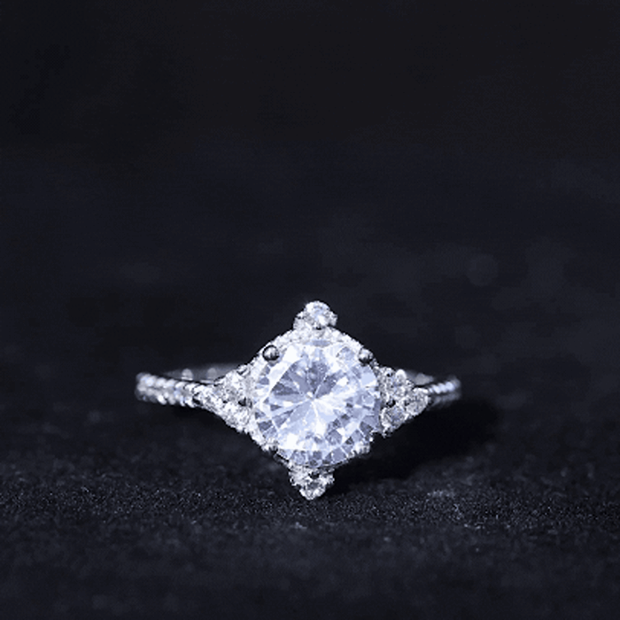 8 mm Lab Grown Diamond Vintage Inspired Engagement Ring Lab - ( EF-VS ) - Rosec Jewels