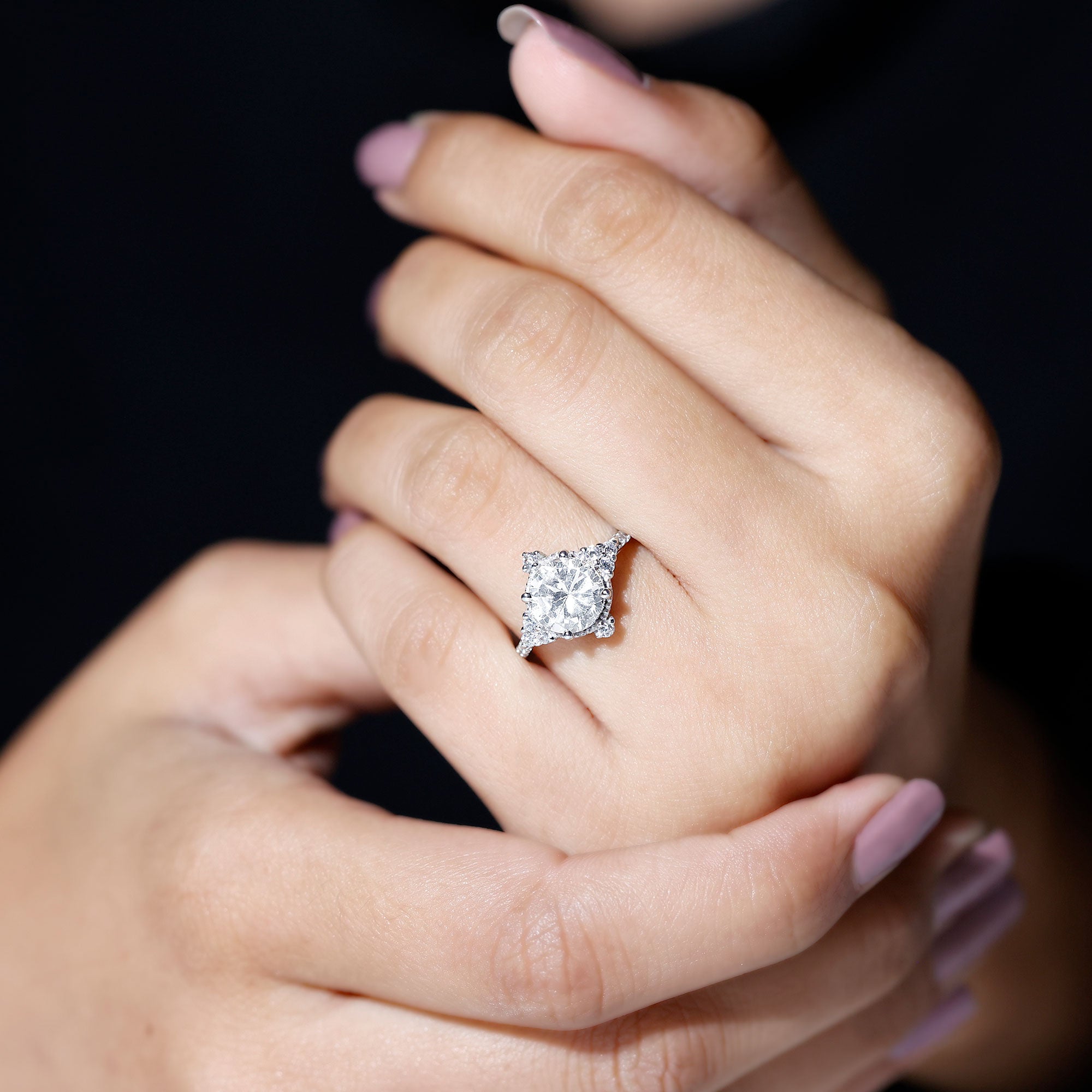 8 mm Lab Grown Diamond Vintage Inspired Engagement Ring Lab - ( EF-VS ) - Rosec Jewels