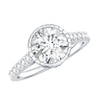 Certified Bezel Set Lab Grown Diamond Engagement Ring With Side Stones Lab - ( EF-VS ) - Rosec Jewels