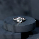 Certified Bezel Set Lab Grown Diamond Engagement Ring With Side Stones Lab - ( EF-VS ) - Rosec Jewels