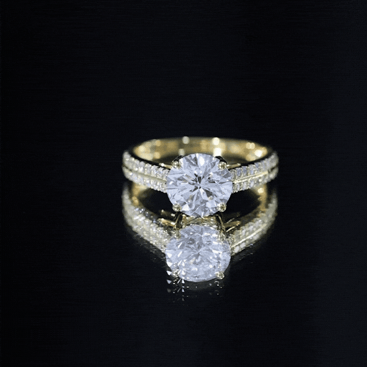 Certified Lab Grown Diamond 8 MM Simple Engagement Ring With Side Stones Lab - ( EF-VS ) - Rosec Jewels