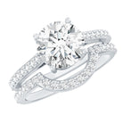 Lab Grown Diamond 8 MM Round Engagement Ring With Ring Guard Lab - ( EF-VS ) - Rosec Jewels