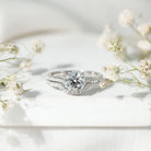Lab Grown Diamond 8 MM Round Engagement Ring With Ring Guard Lab - ( EF-VS ) - Rosec Jewels