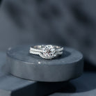 Lab Grown Diamond 8 MM Round Engagement Ring With Ring Guard Lab - ( EF-VS ) - Rosec Jewels
