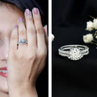 Lab Grown Diamond 8 MM Round Engagement Ring With Ring Guard Lab - ( EF-VS ) - Rosec Jewels