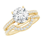 Lab Grown Diamond 8 MM Round Engagement Ring With Ring Guard Lab - ( EF-VS ) - Rosec Jewels