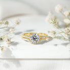 Lab Grown Diamond 8 MM Round Engagement Ring With Ring Guard Lab - ( EF-VS ) - Rosec Jewels