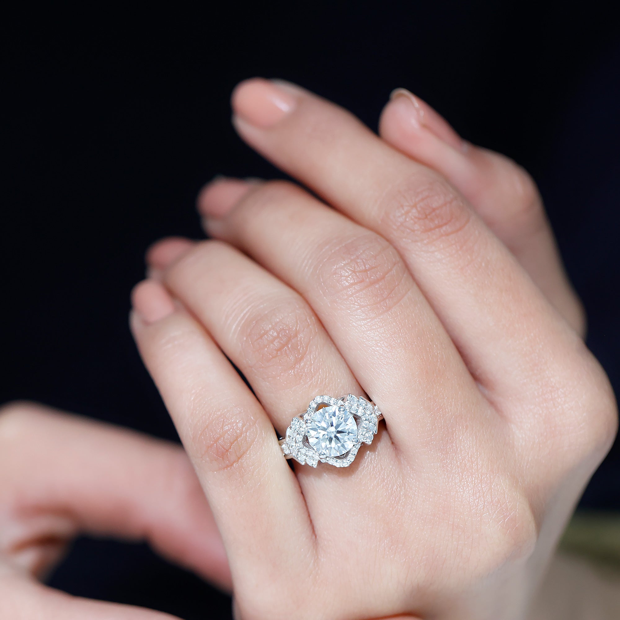 Certified 8 MM Lab Grown Diamond Vintage Style Engagement Ring Lab - ( EF-VS ) - Rosec Jewels