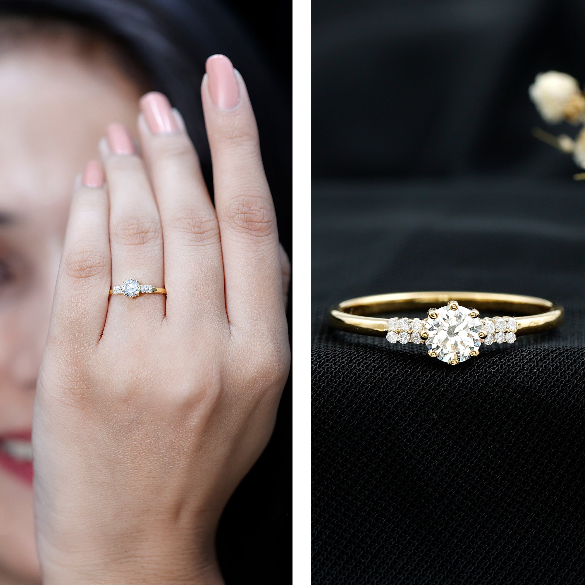 Certified 5 MM Lab Grown Diamond Non Traditional Engagement Ring Lab - ( EF-VS ) - Rosec Jewels