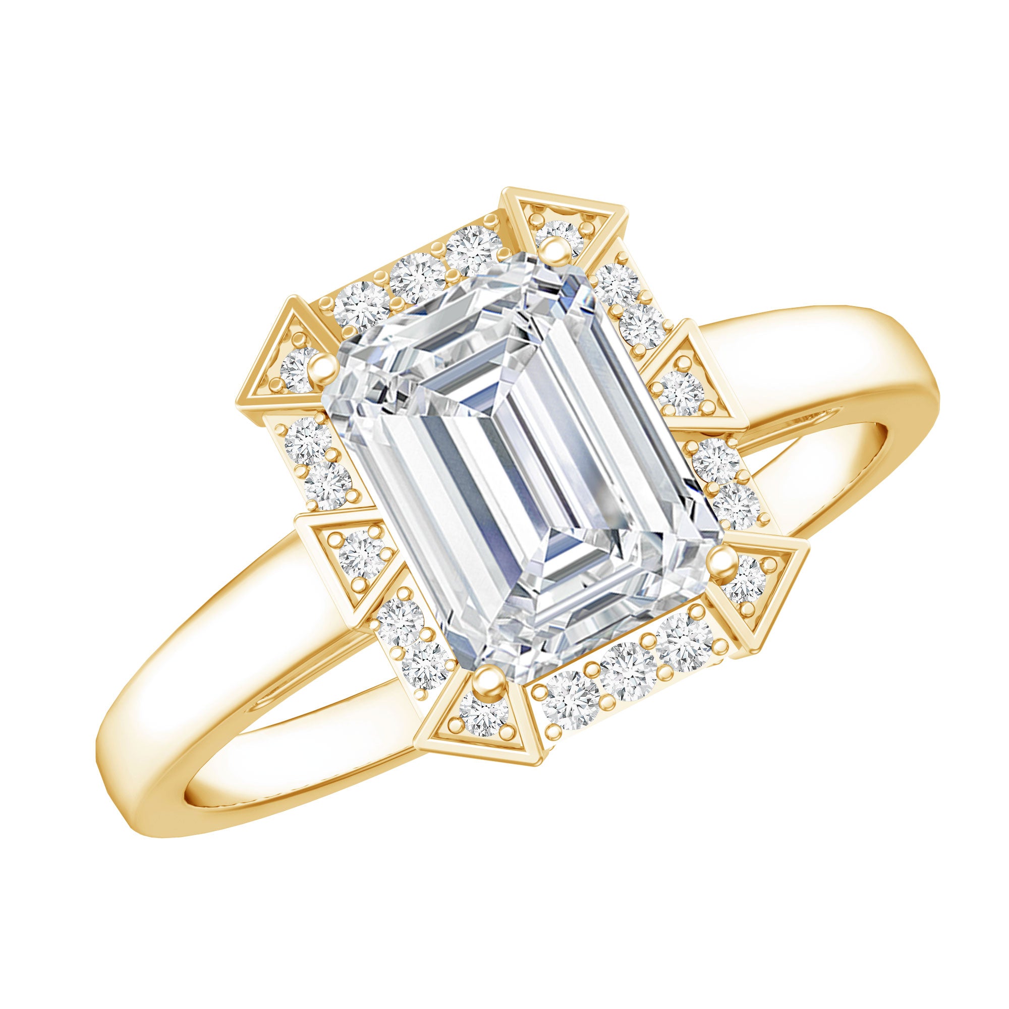 Certified 1 Carat Lab Grown Diamond Emerald Cut Engagement Ring Lab - ( EF-VS ) - Rosec Jewels