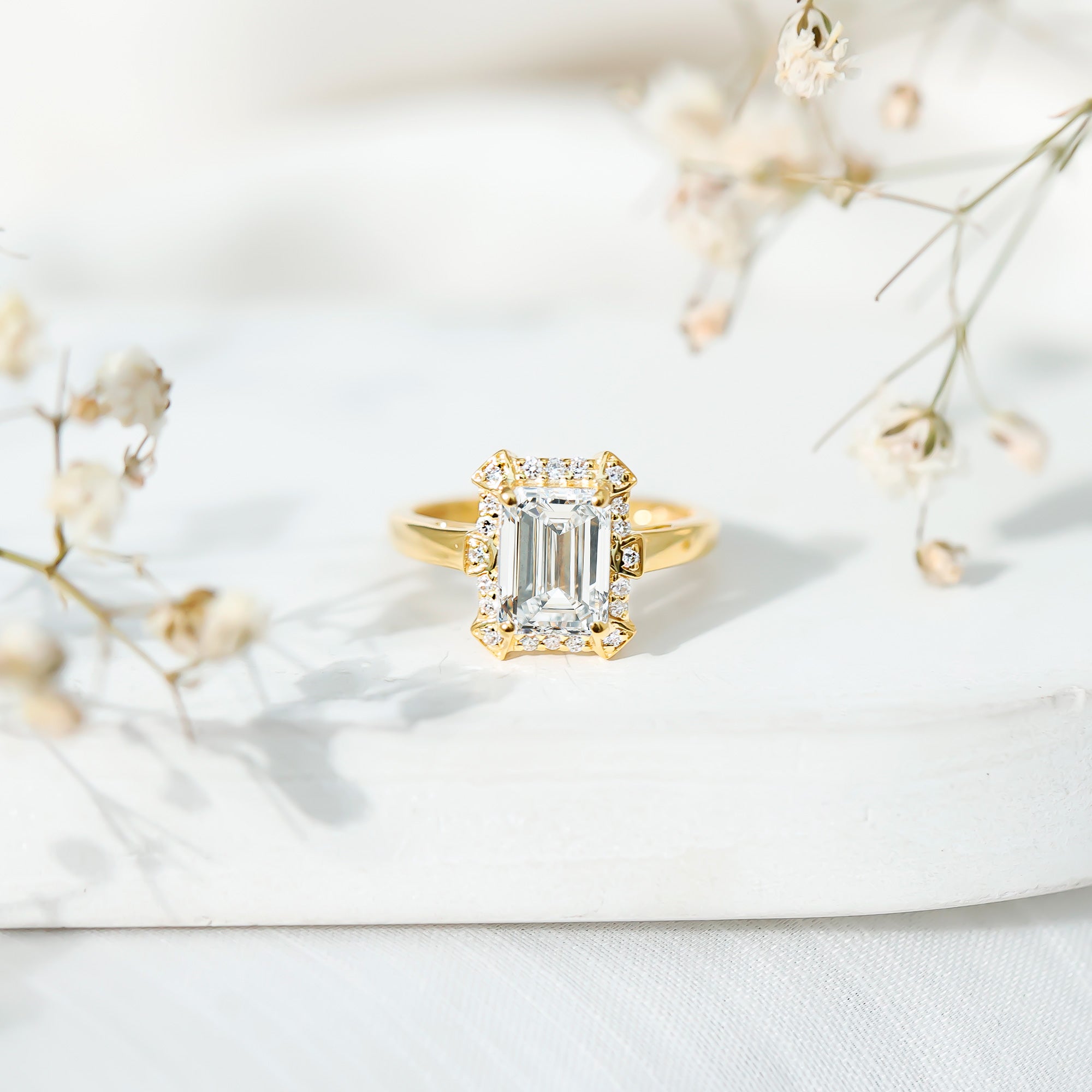 Certified 1 Carat Lab Grown Diamond Emerald Cut Engagement Ring Lab - ( EF-VS ) - Rosec Jewels