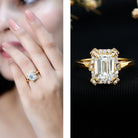 Certified 1 Carat Lab Grown Diamond Emerald Cut Engagement Ring Lab - ( EF-VS ) - Rosec Jewels