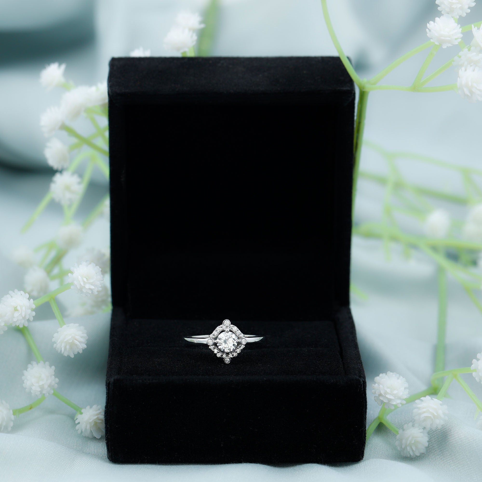 Certified 5 MM Lab Grown Diamond Unique Engagement Ring Lab - ( EF-VS ) - Rosec Jewels