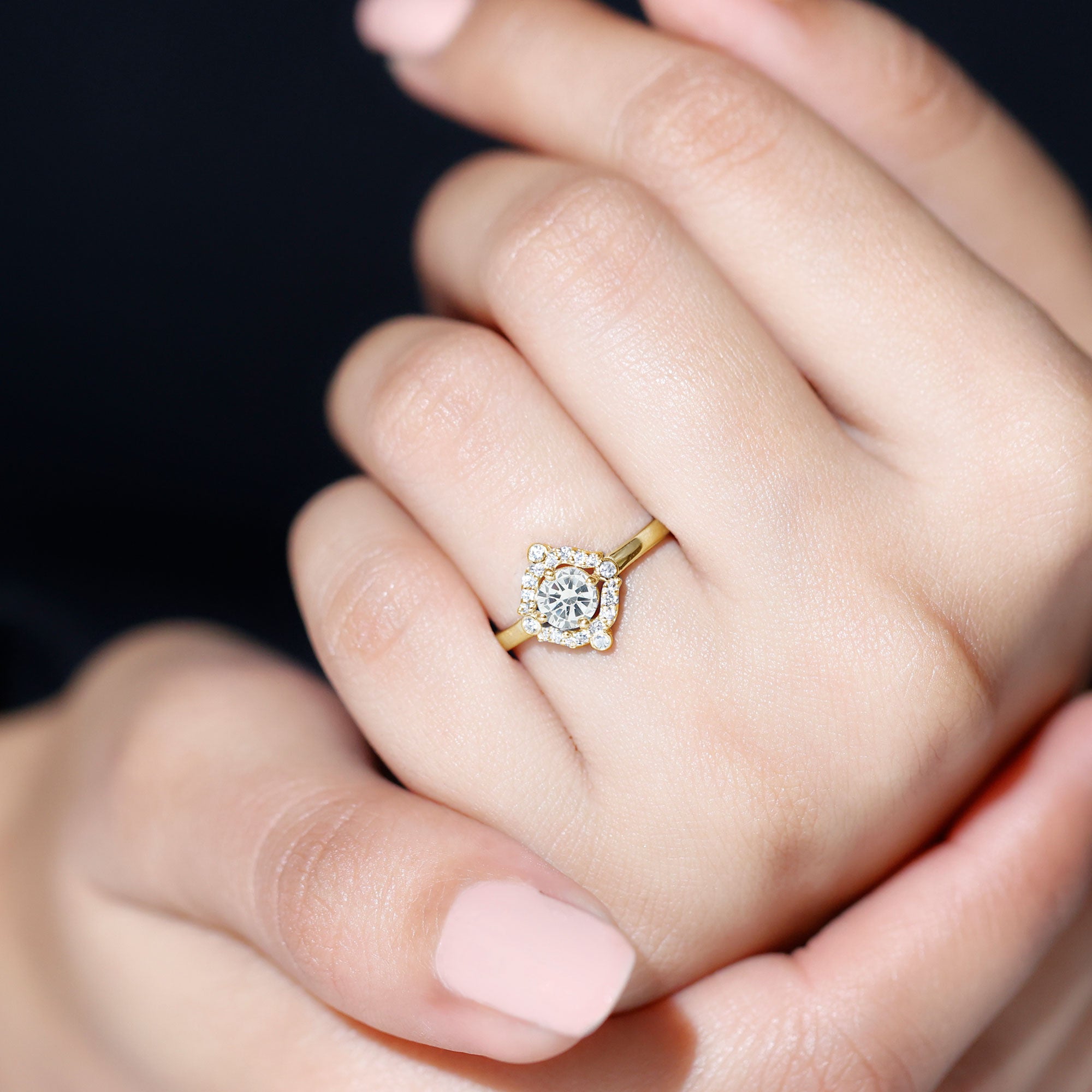 Certified 5 MM Lab Grown Diamond Unique Engagement Ring Lab - ( EF-VS ) - Rosec Jewels