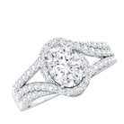 Certified 6X8 MM Oval Lab Grown Diamond Split Shank Engagement Ring Lab - ( EF-VS ) - Rosec Jewels