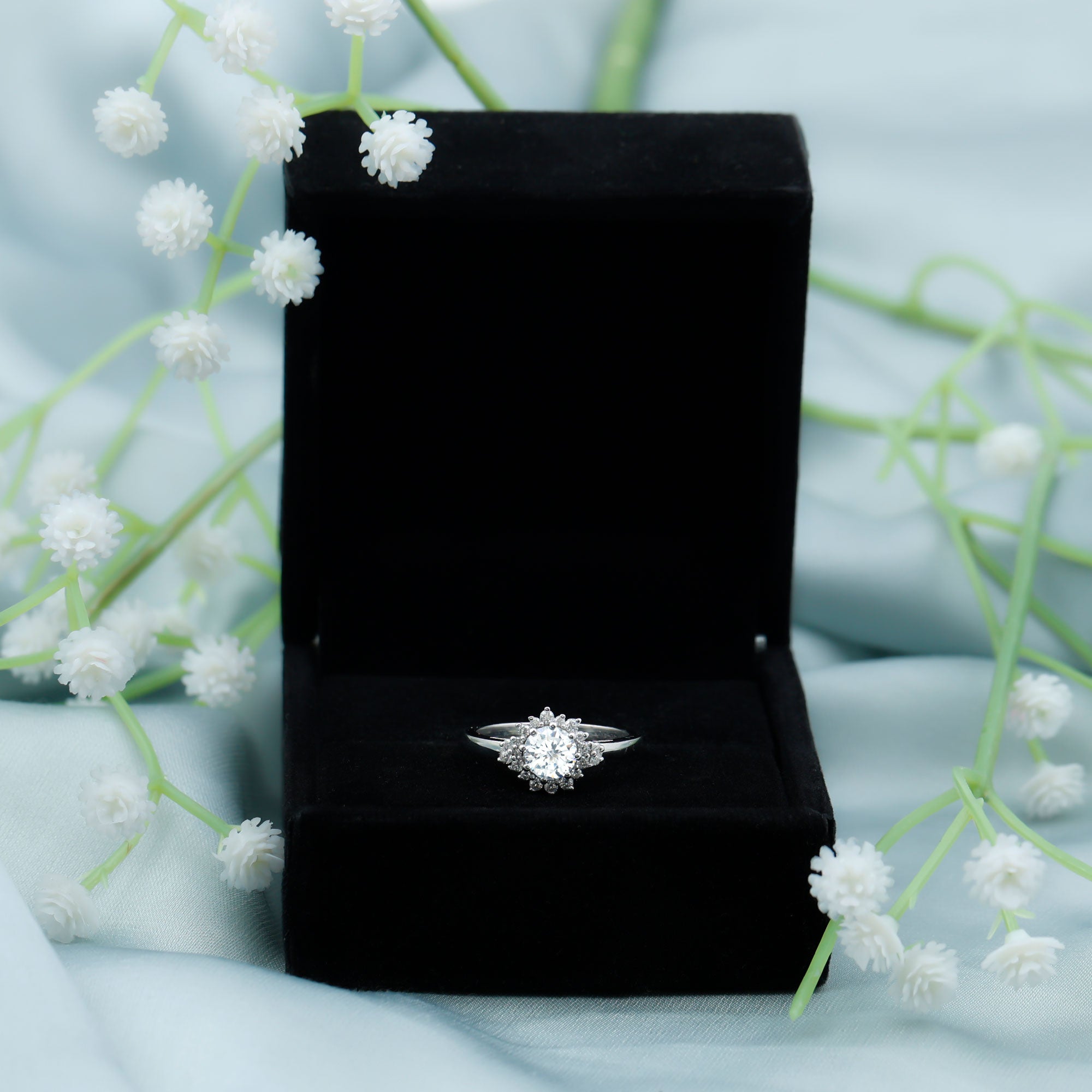 Rosec Jewels-Certified 1 Carat Lab Grown Diamond Halo Engagement Ring