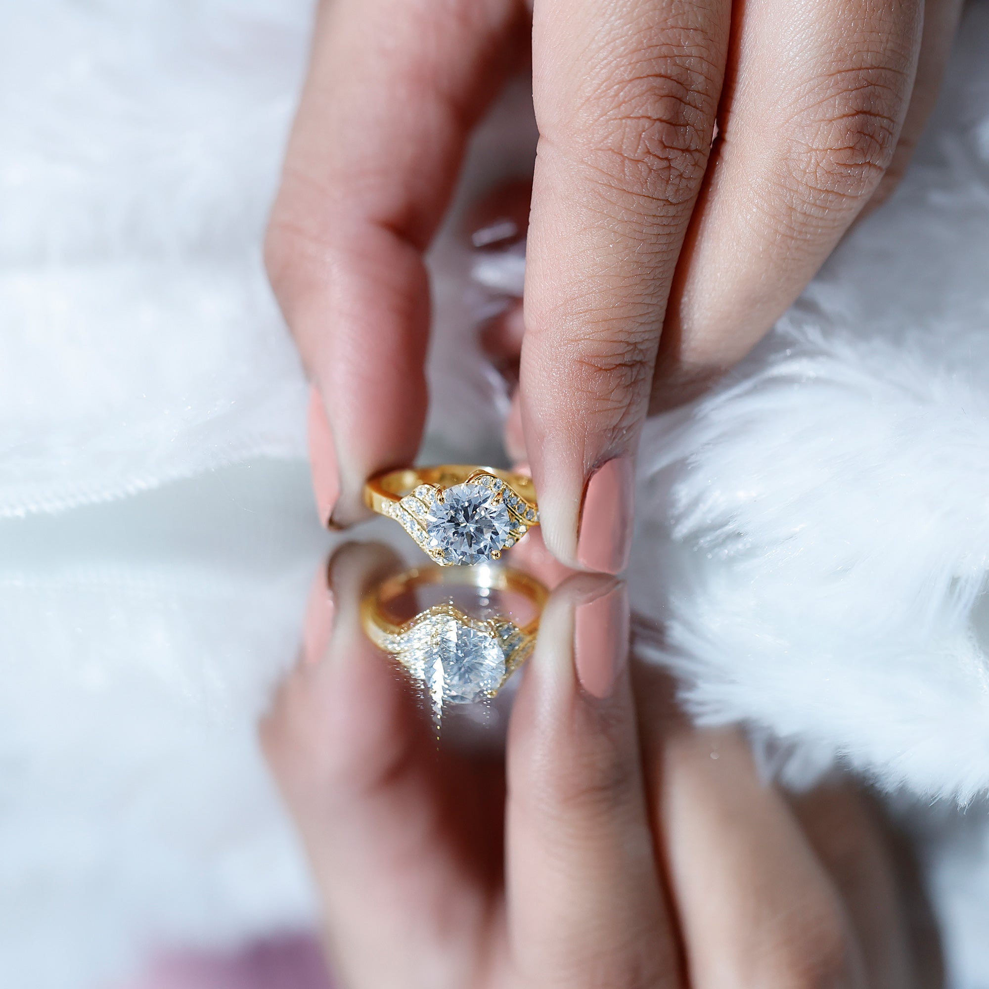 Rosec Jewels-Certified 8 MM Lab Grown Diamond Unique Engagement Ring