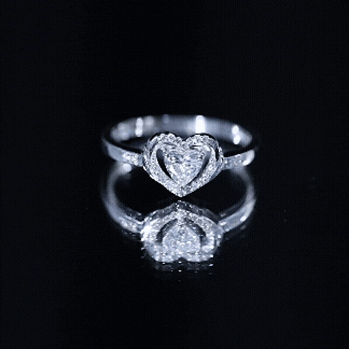Certified Lab 5MM Heart Diamond Halo Engagement Ring Lab - ( EF-VS ) - Rosec Jewels