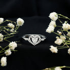 Certified Lab 5MM Heart Diamond Halo Engagement Ring Lab - ( EF-VS ) - Rosec Jewels