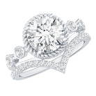 Certified Lab Grown Diamond Solitaire Bridal Ring Set With Enhancer Lab - ( EF-VS ) - Rosec Jewels
