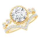Certified Lab Grown Diamond Solitaire Bridal Ring Set With Enhancer Lab - ( EF-VS ) - Rosec Jewels