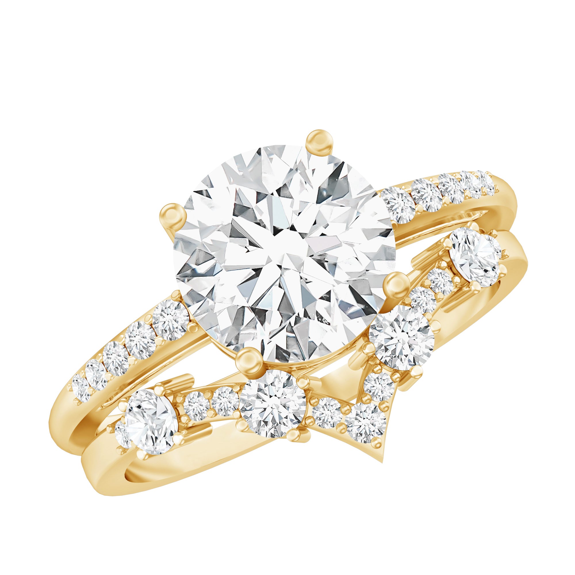 Certified Lab Grown Diamond Bridal Ring Set For Women Lab - ( EF-VS ) - Rosec Jewels