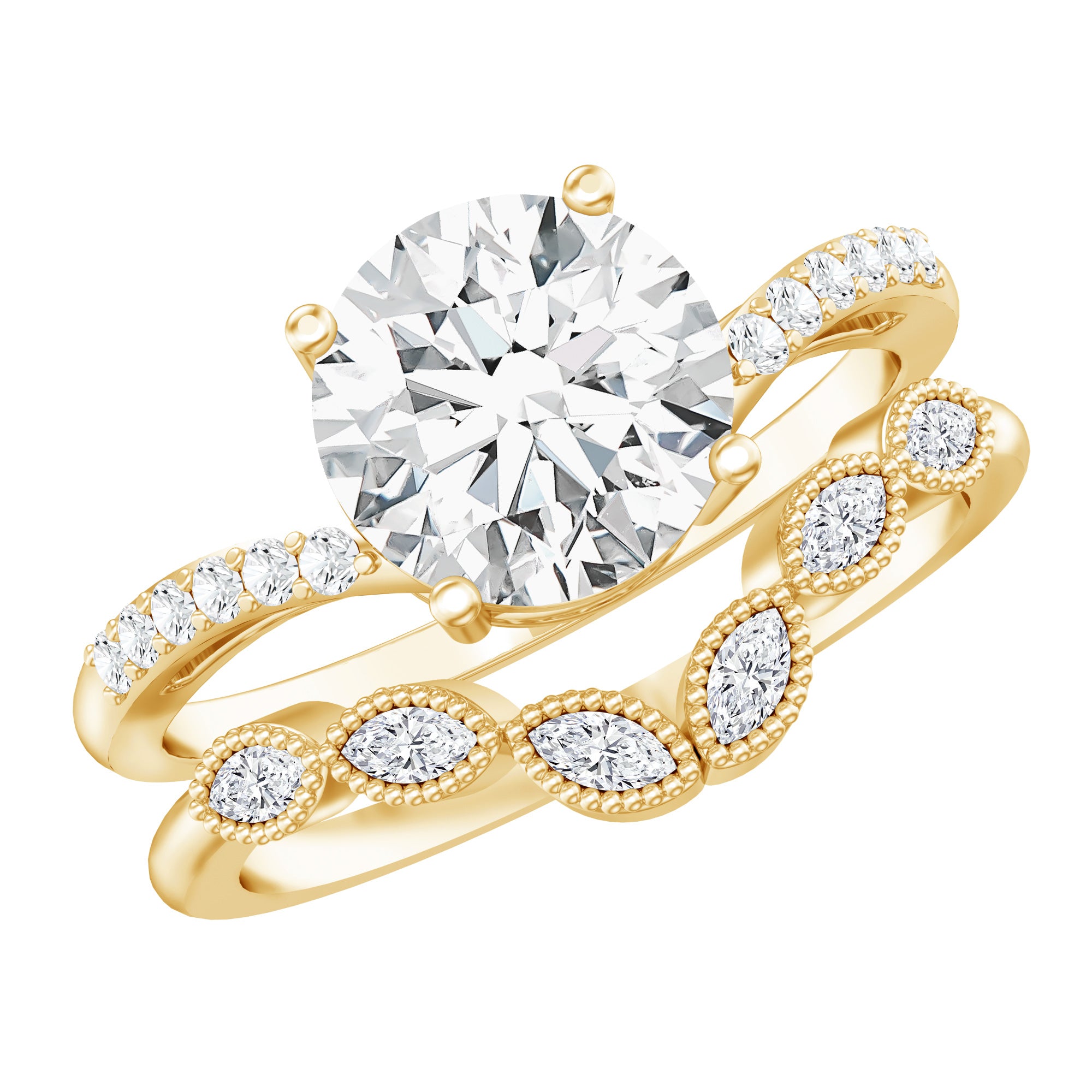 Certified Lab Grown Diamond Engagement Ring With Ring Guard Lab - ( EF-VS ) - Rosec Jewels