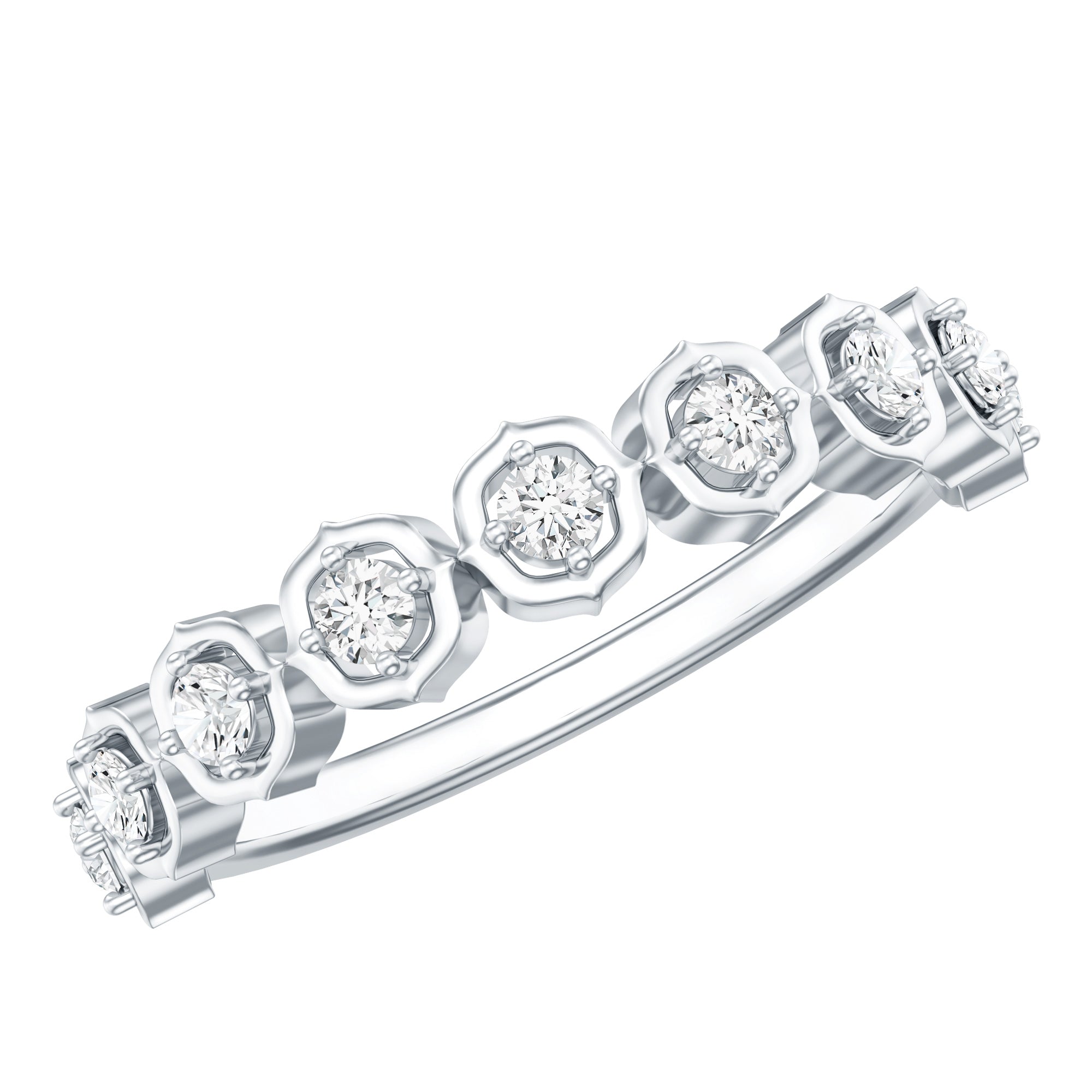 Certified Lab Grown Diamond Half Eternity Anniversary Ring Lab - ( EF-VS ) - Rosec Jewels