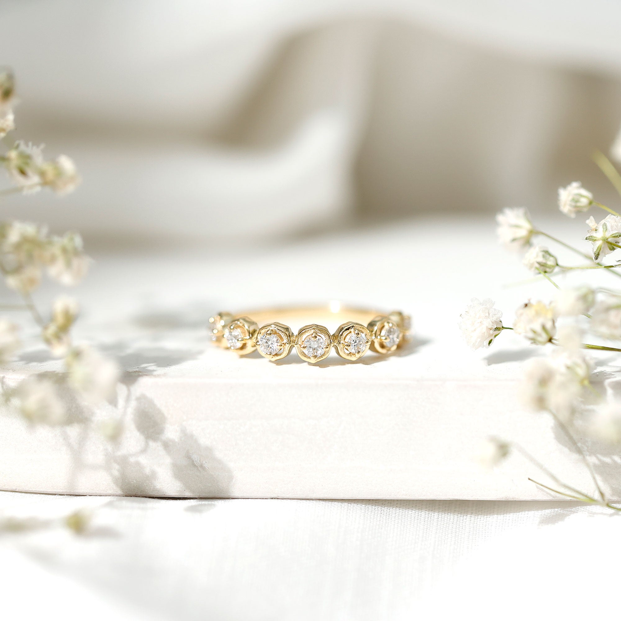 Certified Lab Grown Diamond Half Eternity Anniversary Ring Lab - ( EF-VS ) - Rosec Jewels